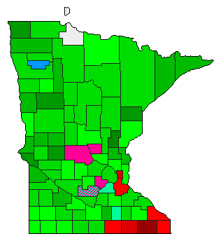 1922 Minnesota County Map of Democratic Primary Election Results for Senator