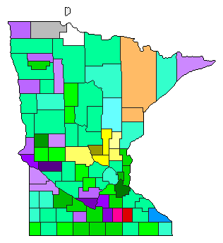 1920 Minnesota County Map of Democratic Primary Election Results for Governor