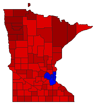 1990 Minnesota County Map of Democratic Primary Election Results for Governor
