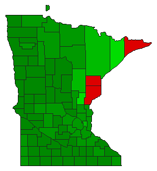 2006 Minnesota County Map of Democratic Primary Election Results for Governor