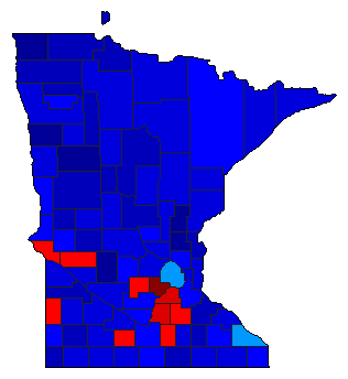 1936 Minnesota County Map of Democratic Primary Election Results for Lt. Governor