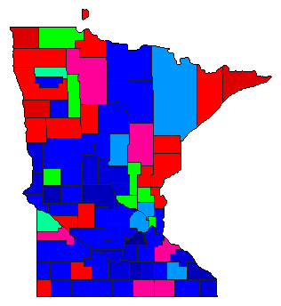1944 Minnesota County Map of Democratic Primary Election Results for Lt. Governor