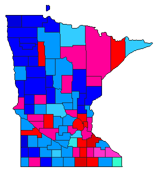 1954 Minnesota County Map of Democratic Primary Election Results for Lt. Governor