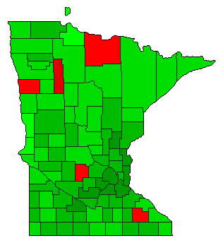 1966 Minnesota County Map of Democratic Primary Election Results for Lt. Governor
