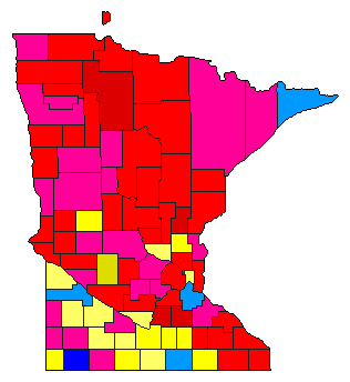1940 Minnesota County Map of Democratic Primary Election Results for Secretary of State