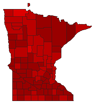 1954 Minnesota County Map of Democratic Primary Election Results for Secretary of State