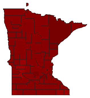 1956 Minnesota County Map of Democratic Primary Election Results for Secretary of State