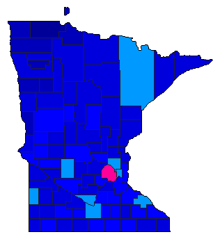 1970 Minnesota County Map of Democratic Primary Election Results for Secretary of State