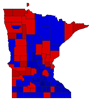 1948 Minnesota County Map of Democratic Primary Election Results for State Treasurer