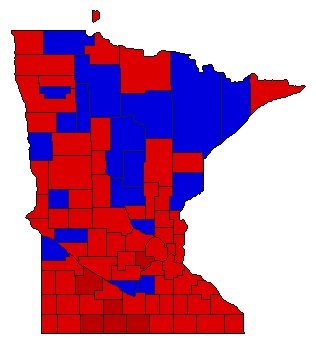 1952 Minnesota County Map of Democratic Primary Election Results for State Treasurer