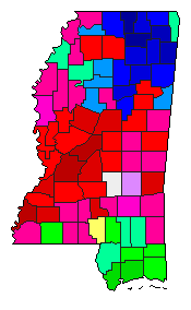 2006 Mississippi County Map of Democratic Primary Election Results for Senator