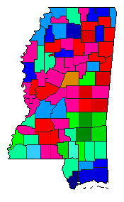 2018 Mississippi County Map of Democratic Primary Election Results for Senator