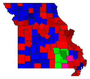 1952 Missouri County Map of Democratic Primary Election Results for Senator