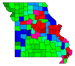 1968 Missouri County Map of Democratic Primary Election Results for Senator