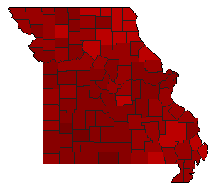 2006 Missouri County Map of Democratic Primary Election Results for Senator