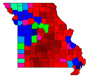 1944 Missouri County Map of Democratic Primary Election Results for Governor