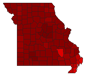 2020 Missouri County Map of Democratic Primary Election Results for Governor