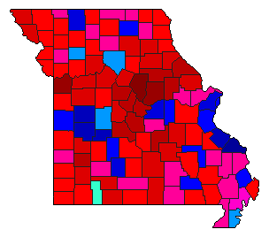 1932 Missouri County Map of Democratic Primary Election Results for Lt. Governor