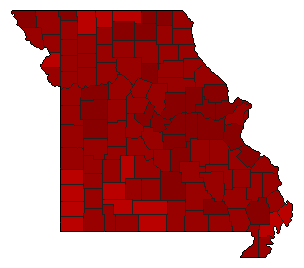 2016 Missouri County Map of Democratic Primary Election Results for Lt. Governor