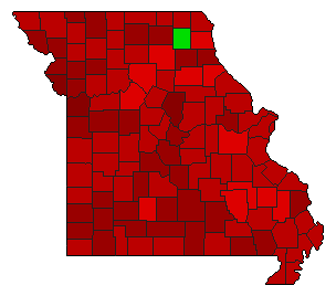 2020 Missouri County Map of Democratic Primary Election Results for Lt. Governor