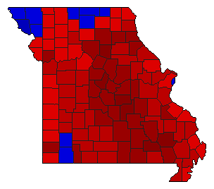 1980 Missouri County Map of Democratic Primary Election Results for State Treasurer