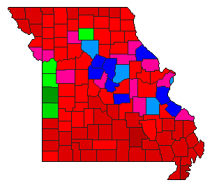 2004 Missouri County Map of Democratic Primary Election Results for State Treasurer