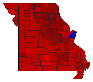 2016 Missouri County Map of Democratic Primary Election Results for State Treasurer