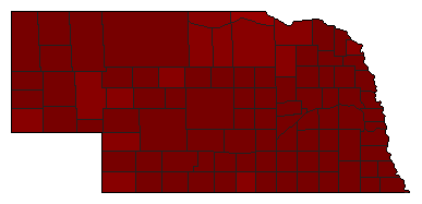 2000 Nebraska County Map of Democratic Primary Election Results for Senator