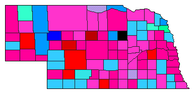 2020 Nebraska County Map of Democratic Primary Election Results for Senator