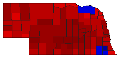 1982 Nebraska County Map of Democratic Primary Election Results for Governor