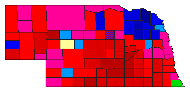 1986 Nebraska County Map of Democratic Primary Election Results for Governor