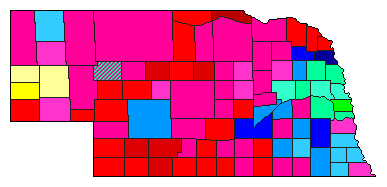 1990 Nebraska County Map of Democratic Primary Election Results for Governor