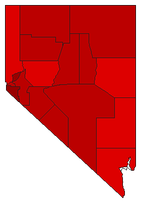 1966 Nevada County Map of Democratic Primary Election Results for Governor