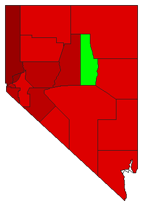 1974 Nevada County Map of Democratic Primary Election Results for Lt. Governor