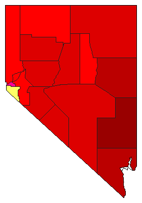 1978 Nevada County Map of Democratic Primary Election Results for Lt. Governor