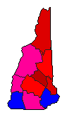 1954 New Hampshire County Map of Democratic Primary Election Results for Senator