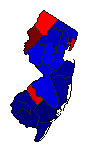 1953 New Jersey County Map of Democratic Primary Election Results for Governor