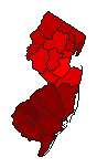 1989 New Jersey County Map of Democratic Primary Election Results for Governor