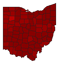 1982 Ohio County Map of Democratic Primary Election Results for Senator