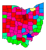 1982 Ohio County Map of Democratic Primary Election Results for Secretary of State