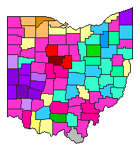 1982 Ohio County Map of Democratic Primary Election Results for State Treasurer