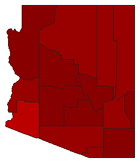 2018 Arizona County Map of Democratic Primary Election Results for Senator