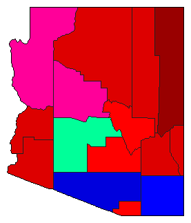 1994 Arizona County Map of Democratic Primary Election Results for Governor