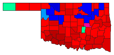 1994 Oklahoma County Map of Democratic Primary Election Results for Governor