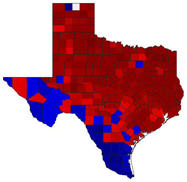 1998 Texas County Map of Democratic Primary Election Results for Agriculture Commissioner