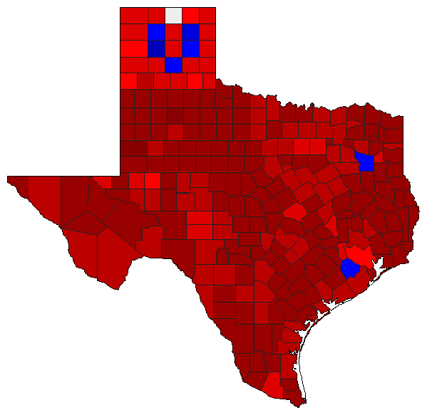 1998 Texas County Map of Democratic Primary Election Results for Attorney General