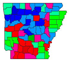 1978 Arkansas County Map of Democratic Primary Election Results for Senator