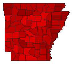 1992 Arkansas County Map of Democratic Primary Election Results for Senator