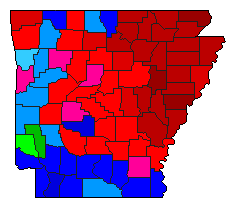 1998 Arkansas County Map of Democratic Primary Election Results for Senator