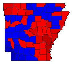 2010 Arkansas County Map of Democratic Primary Election Results for Senator